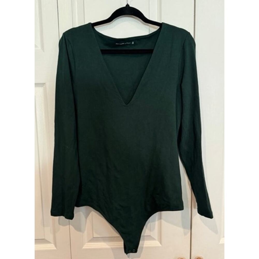 Abercrombie & Fitch Forest Green V-Neck Long Sleeve Bodysuit